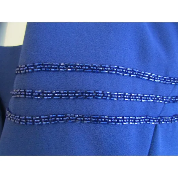 Vintage Rimini Dress Set M Royal Blue Beaded Jacket Sheath‎ Formal Cocktail 2Pc - Image 4