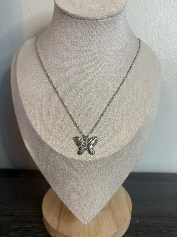 Handmade Silver Butterfly Necklace - Image 2