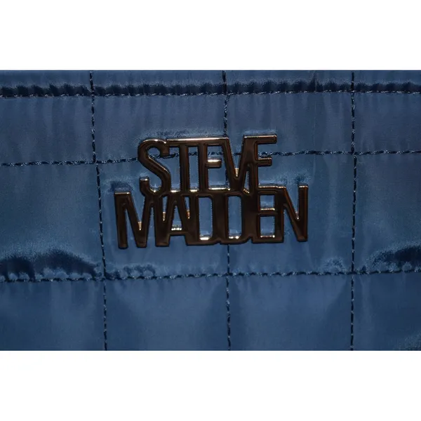 Steve Madden Royal Blue Quilted Nylon‎ Mini Backpack Logo Straps Silver Hardware - Image 10