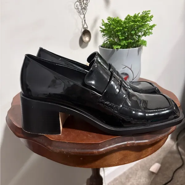 Zara Patented leather platform penny loafers - Image 9