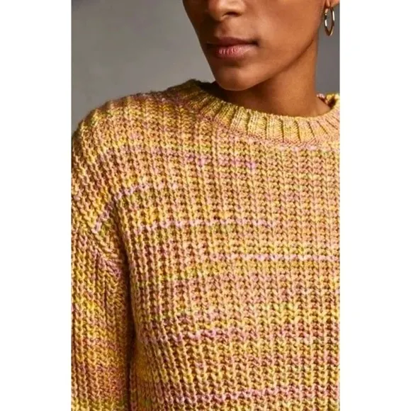 ANTHROPOLOGIE Ribbed Obi Melange‎ Crewneck Sweater Pullover Knit Marled Small - Image 5