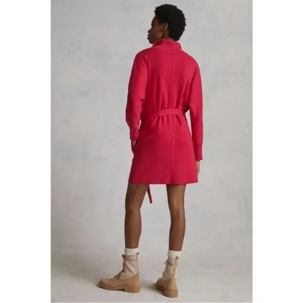 ANTHROPOLOGIE Daily Practice Polo Knit Mini Tunic Dress Hot Pink Small NEW - Image 3