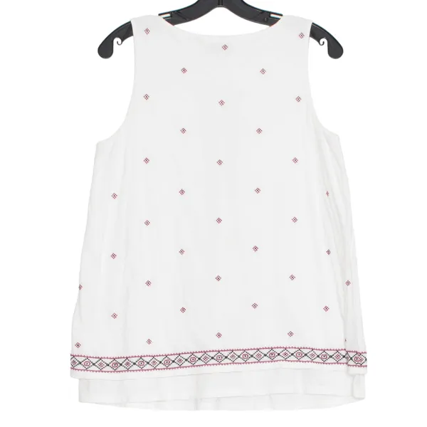 J Jill Tank Top Embroidered Boho Folk Peasant Festival Casual Summer White XS - Image 5