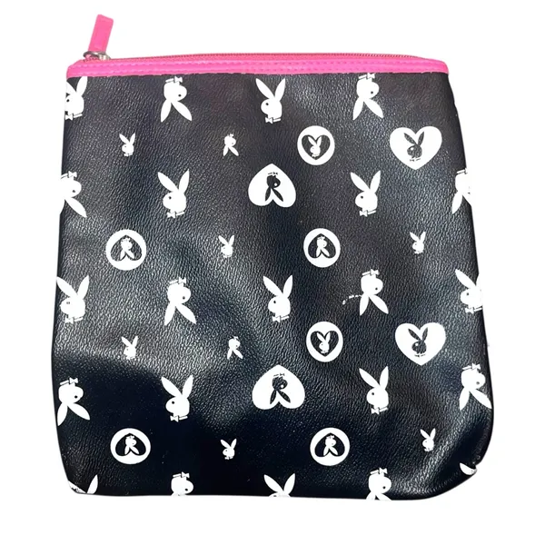 Playboy Monogram Makeup Bag / Pencil Pouch / Clutch Purse Pink Black - Image 2