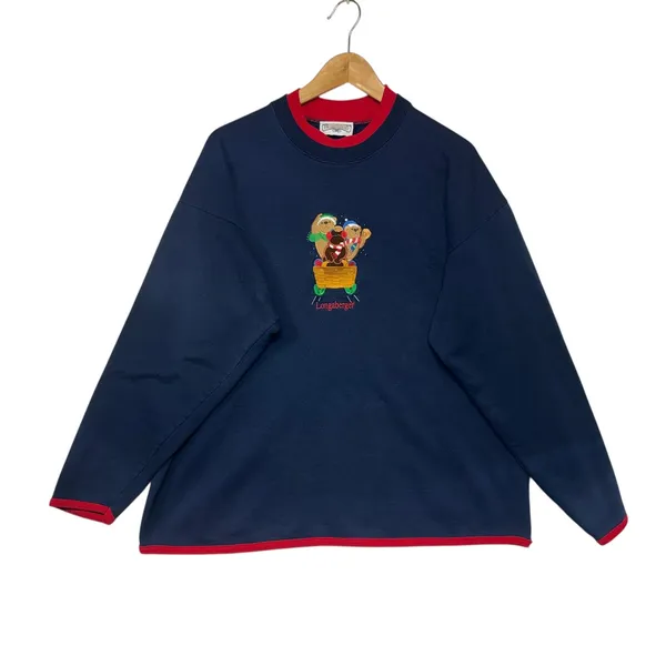 Vintage Longaberger Homestead Navy Sweatshirt Bear Sweater Weather Cozycore XL‎ - Image 2