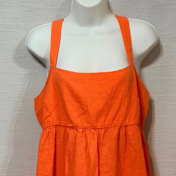 Rhythm Womens Orange Cotton Empire Waist Mini Dress Square Neck Size L - Image 5