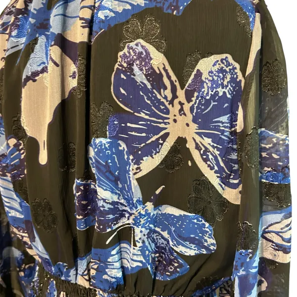 Pinch NWT Maxi Dress S LG Tiered Ruffled Lined Women's Peasant Sleeve Butterfly - Image 13