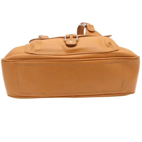 Nine West Shoulder Bag Womens Medium Tan Faux Leather Multi Pocket Satchel Good - Image 13