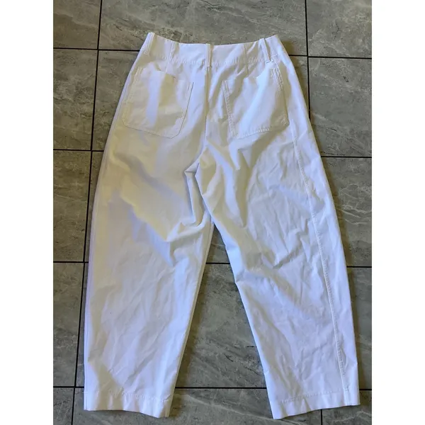 Athleta White Cargo Crop Pants Size 14 Wide Leg Relaxed Fit - Image 3