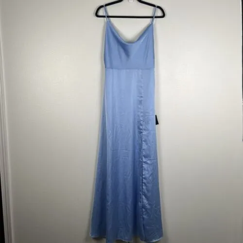 Lulus‎ Invitation Satin Cowl Neck Maxi Dress Blue Sz M NWT - Image 4