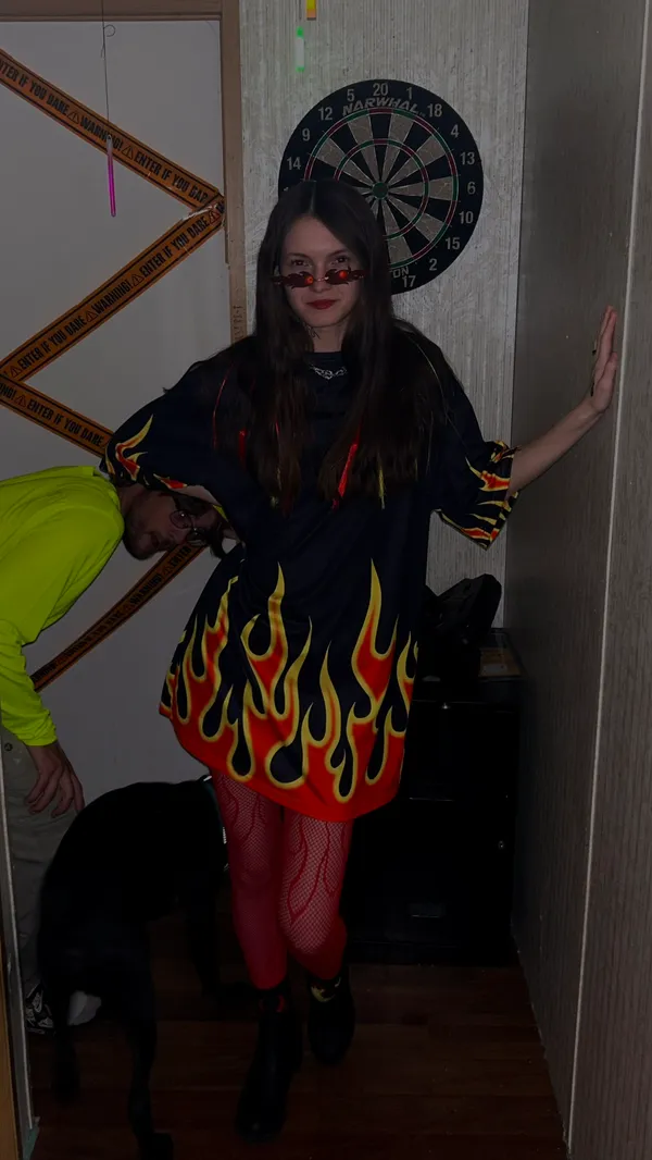 SheIn Fire Print T-Shirt Dress - Image 3
