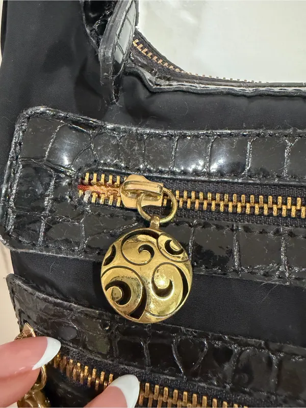 Y2K Brighton Black Crossbody Bag with Gold Hardware and leather/ leopard design - Image 5