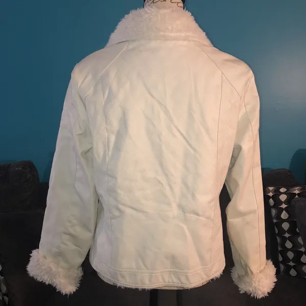 BKE Fur Lined Faux Leather Moto Jacket, Large - Image 6