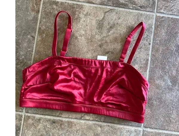 Aerie Satin Stretch Bandeau Sundried Size Small - Image 7