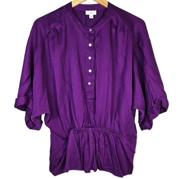 J. Jill Purple Soft Luxe Dolman Sleeve Button Front Blouse Medium WTP337251 - Image 2