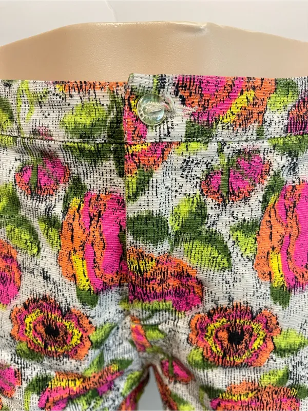 Zara Neon Floral Jacquard Shorts in Pink & Green - Image 4