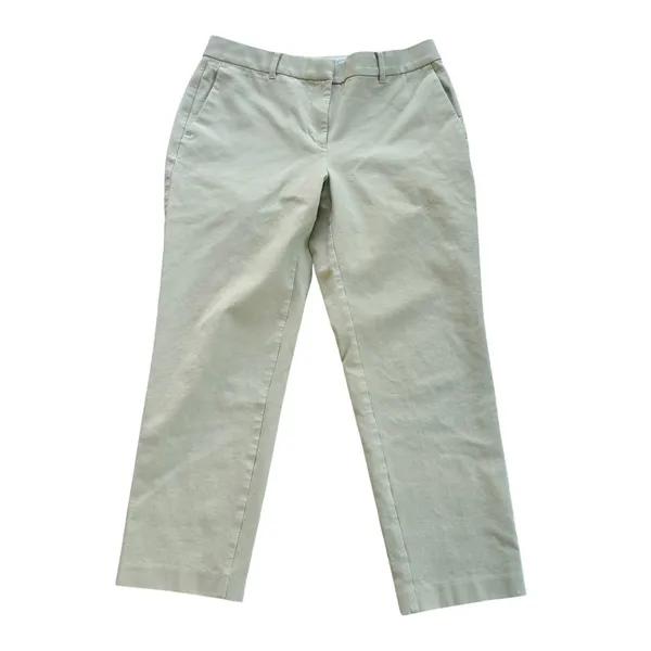Ann Taylor Curvy Fit Ankle Pants Beige Cotton Stretch Trousers Size 6 - Image 2