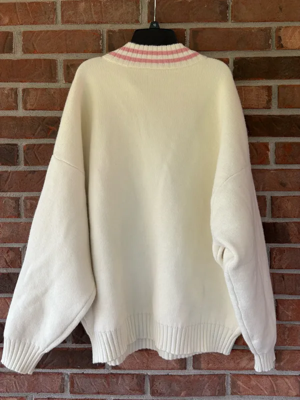 P'tula apres Cream & Pink Half-Zip Logo Knit Ski Sweater - Image 4