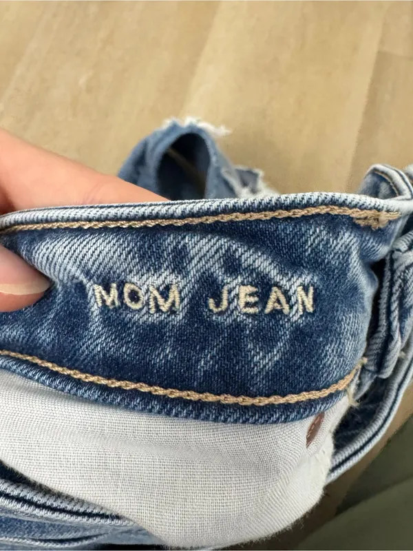 American Eagle Distressed Mom Jean Blue Denim Jeans - Image 6