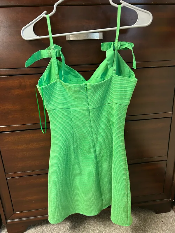Lena Green Mini Dress Bows - Image 3