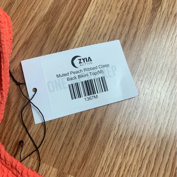 ZYIA size medium new muted peach ribbed Bikini Set orange two piece vaca travel - Image 9