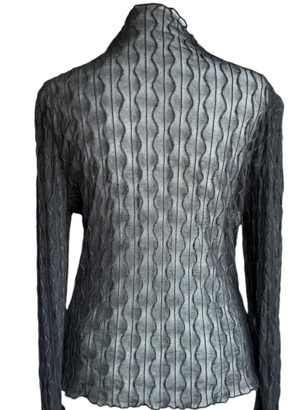 NWT Floerns Sheer‎ Long Sleeve Black Top Sz M - Image 4