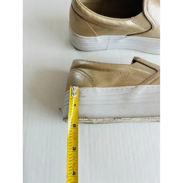 Woolworths Womens‎ Sz 5.5 Gold Platform Slip On Sneakers Shoes - Image 6