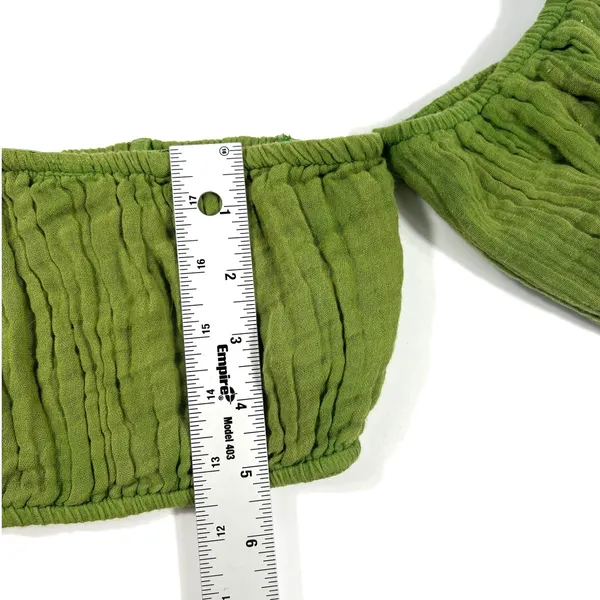 Anthropologie Beach Boho Crop Top Cotton Gauze Puff Sleeve Smocked XXS Fairy EUC - Image 7