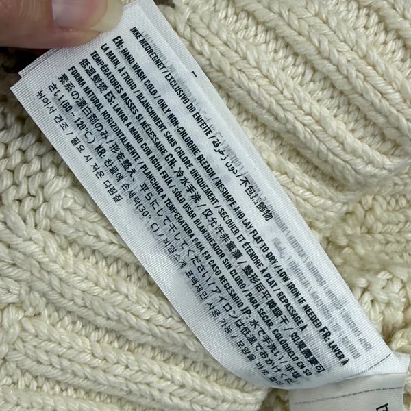 Abercrombie Fitch Cream Cable Fisherman Knit‎ Crew Neck Sweater Women Size L - Image 5