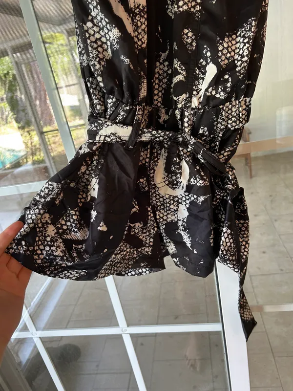 black and white lace print romper - Image 2