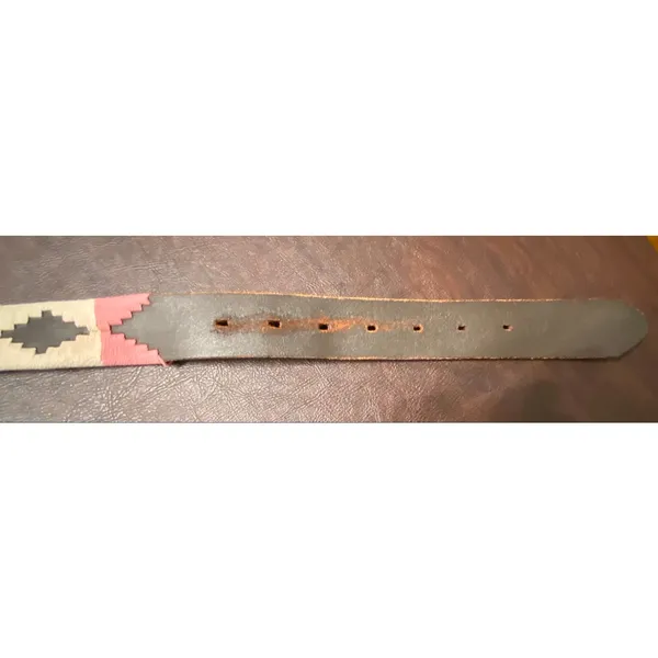 Pampeano Dulce Argentine Leather Woven Belt Pink Navy Cream Brown XL 38"-44" - Image 12