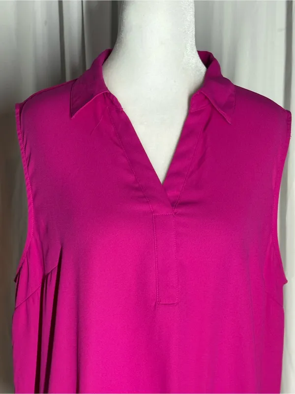 Dana Buchman Sleeveless V-Neck Camisole in Bright Fuchsia - Image 5