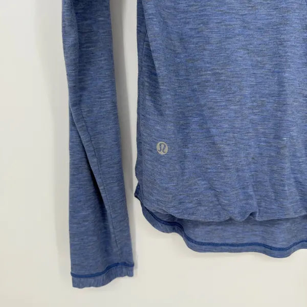 Lululemon Blue‎ Heathered Long Sleeve Top Open Back Athletic Yoga Size 4 - Image 4