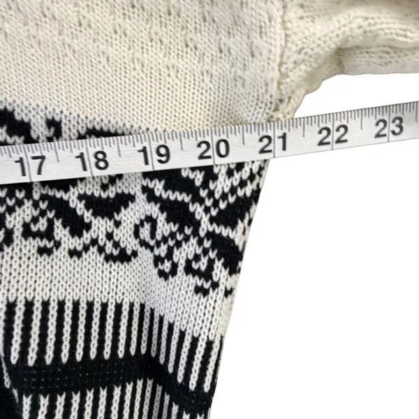Vintage Rainbow Ridge Fair Isle Nordic Knit Sweater M Cream Black Cozy Chunky - Image 5