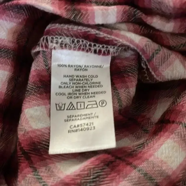 Loft Red Plaid V-neck Blouse - Image 4