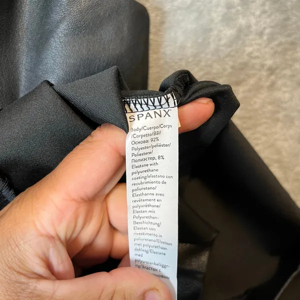 Spanx Leather Like Sleeveless Sheath Dress‎ Luxe Black 20392R Size Small - Image 9
