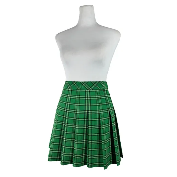 Aritzia Sunday Best Kelly Green, Black & White Pleated Mini Skirt - Image 3