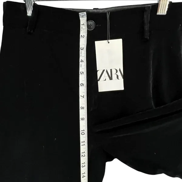 Zara Velvet Pants Womens S Black Straight Leg Luxurious Soft Trouser Retro Chic‎ - Image 7