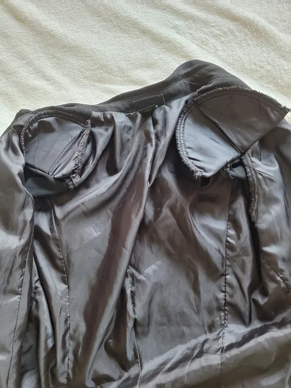 Vintage 90s Express World Brand Black Trench Coat Dress Jacket Women's 5/6 Small - Image 9