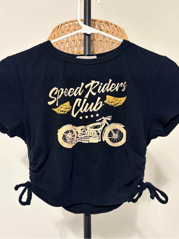 Black Speed Riders Club Side-Tie Graphic Tee - Image 2