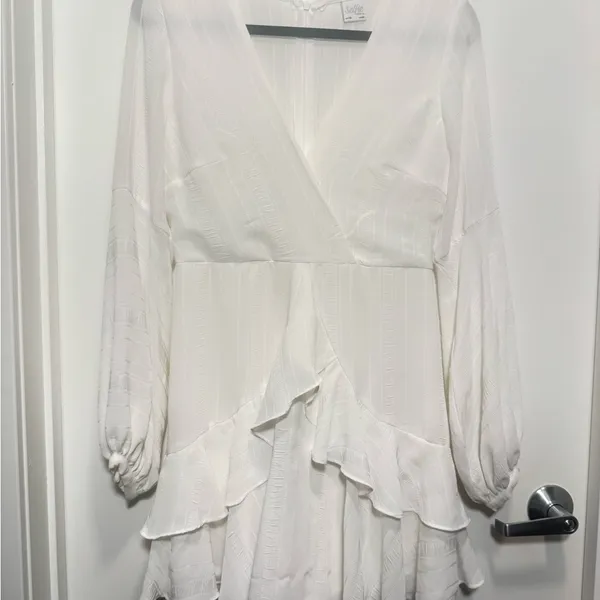 Kerry Layered Balloon Sleeve Dress White - Image 6