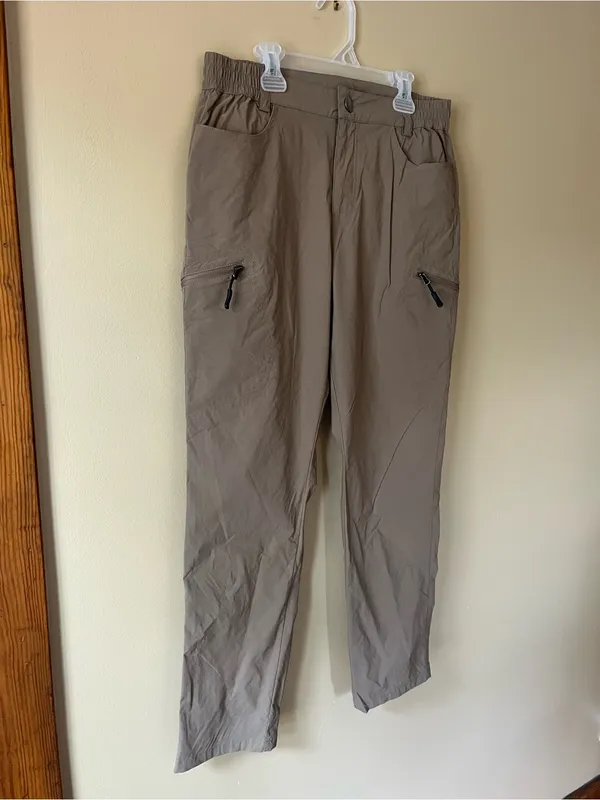 Women's Taupe Cargo Utility Pants with Zip Pockets - Image 2