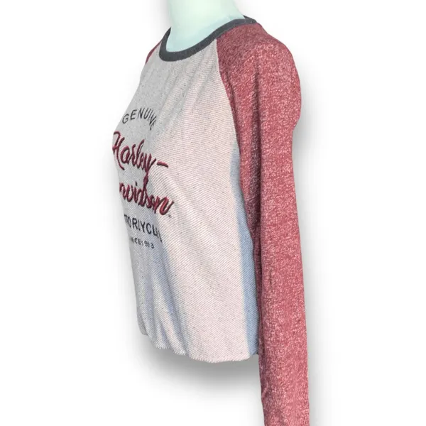 Harley Davidson Cream Red Raglan Sleeve Crewneck Pullover‎ Sweatshirt Size Small - Image 6