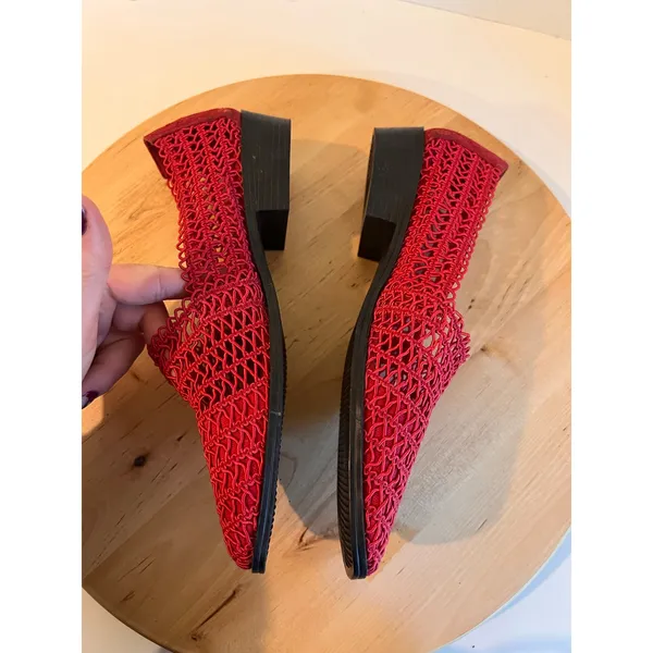 Karen Scott Vintage 90s Red Woven Stretchy Slip on Flats Shoe Size 7.5 - Image 8