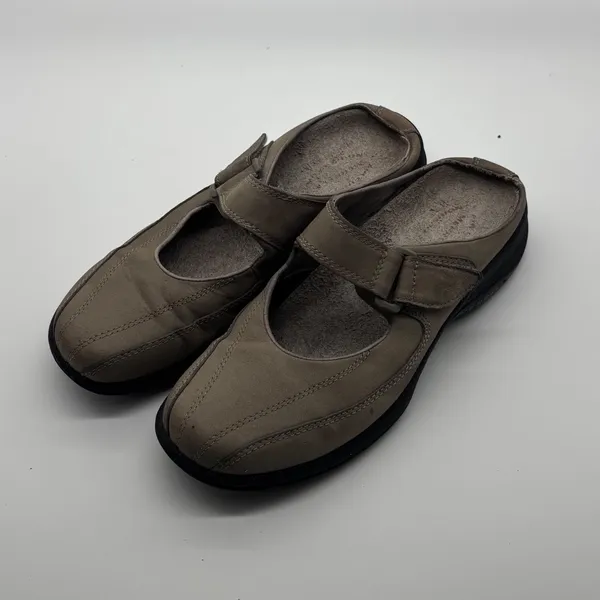 Merrell Topo Clutch Sand Mary Jane Mules Tan Nubuck Leather Clogs Womens 8 - Image 4