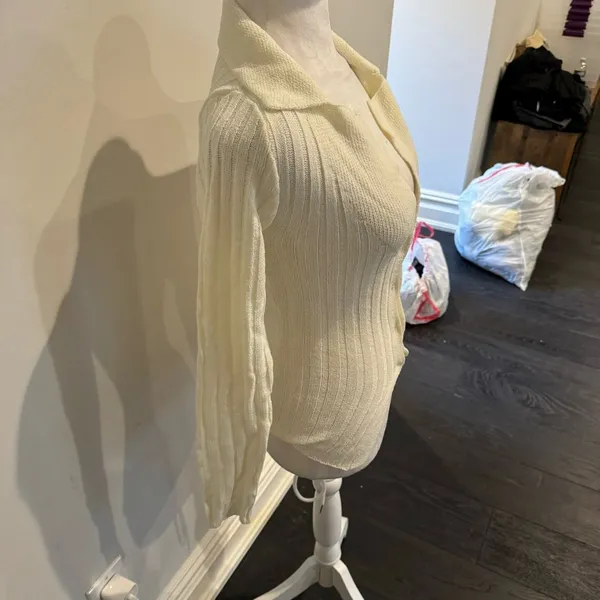 White Fox Off White Button Down Fitted Sweater - Image 3