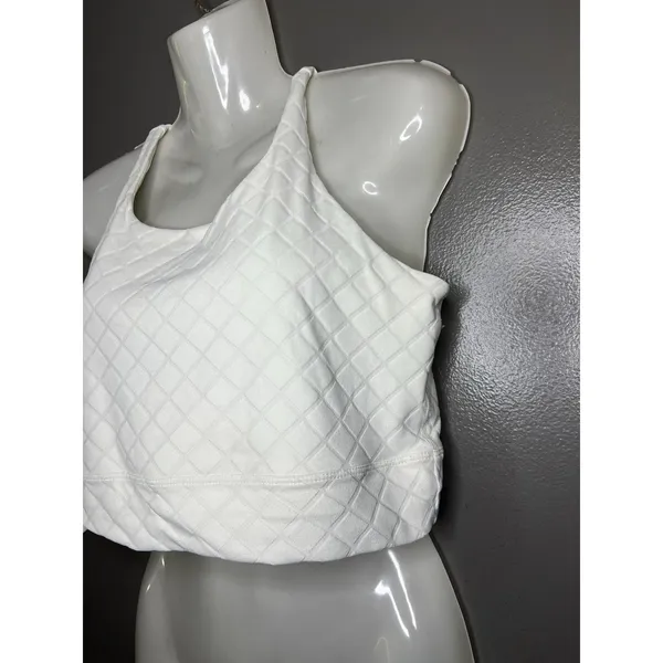 Nike Dri-FIT Sports Bra Womens Large White Diamond Knit Racerback Stretch - Image 3