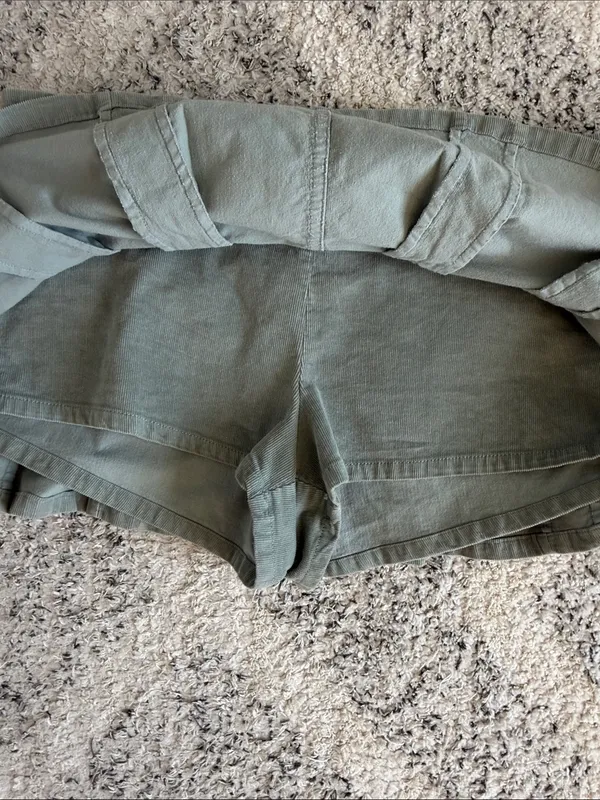 Free People Pleated Micro Mini Cord Skirt Light Sage Green Size 8 - Image 5