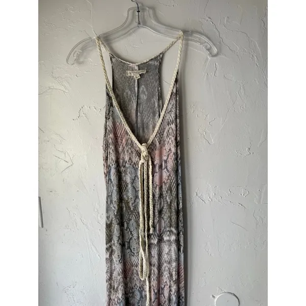 Lovestitch Boho Maxi‎ Dress Small Snake Print Braided Strap Tie Back Rayon Flowy - Image 3