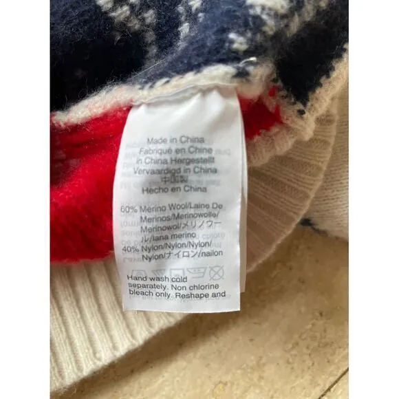 J.Crew Wave Pattern‎ Knit Sweater White & Navy Casual Crewneck Size S - Image 6